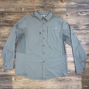 RUGGED ELEMENTS Men's XL Green Long Sleeve Guide‎ Shirt Pocket Vent Fishing EUC